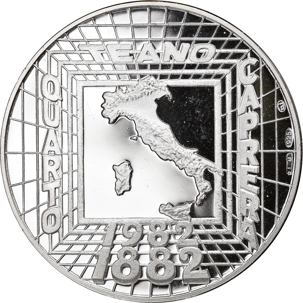 Italy, Medal, L'Eroe Dei Due Mondi, Quarter Teano Caprera, 1982, MS(63), Silver