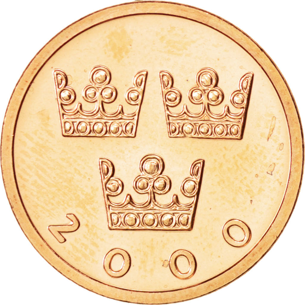 Coin, Sweden, Carl XVI Gustaf, 50 Öre, 2000, MS(63), Bronze, KM:878