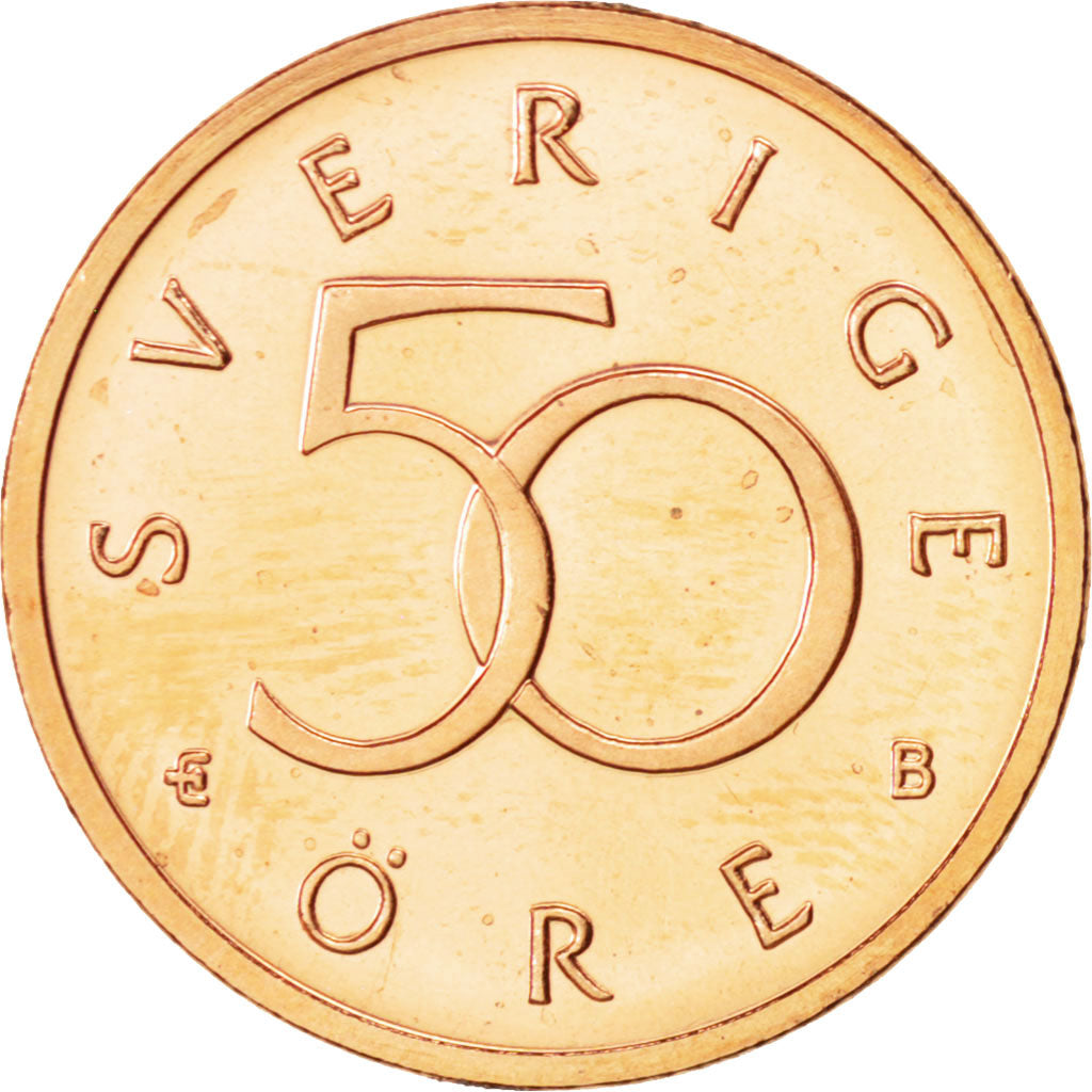 Coin, Sweden, Carl XVI Gustaf, 50 Öre, 2000, MS(63), Bronze, KM:878