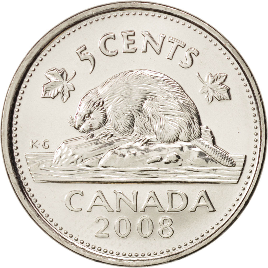 Coin, Canada, Elizabeth II, 5 Cents, 2008, Royal Canadian Mint, Winnipeg