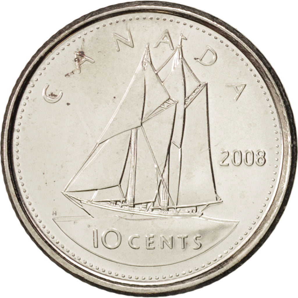 Coin, Canada, Elizabeth II, 10 Cents, 2008, Royal Canadian Mint, Winnipeg