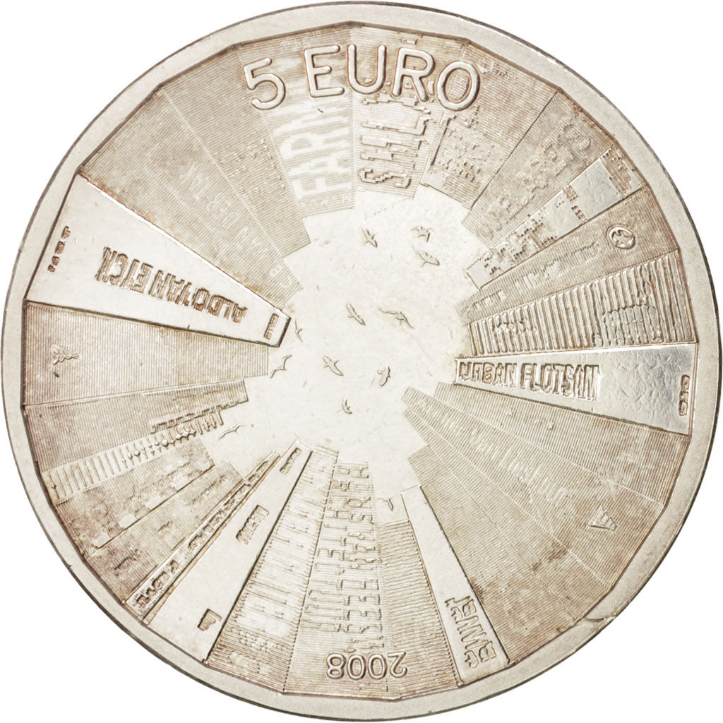 Holandia, 5 Euro, 2008, AU(55-58), Srebro platerowane miedzią, KM:279a
