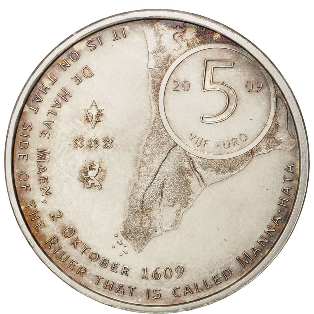 Holandia, 5 Euro, 2009, AU(55-58), Srebro platerowane miedzią, KM:282a