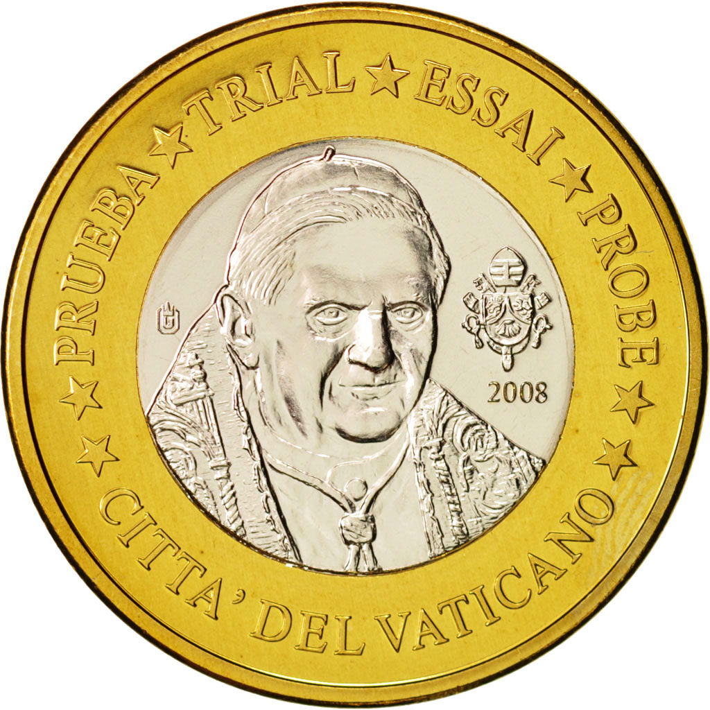 Vatican, Medal, 1 E, Essai-Trial Benoit XVI, 2008, SPL, Bi-Metallic