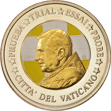 Vatican, Medal, 2 E, Essai-Trial Benoit XVI, couleur, 2007, MS(63), Bi-Metallic