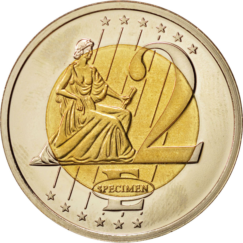 Vatican, Medal, 2 E, Essai-Trial Benoit XVI, couleur, 2007, MS(63), Bi-Metallic