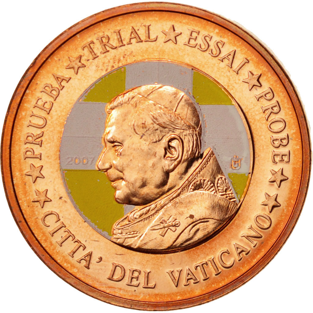 Vaticaan, Medal, 2 C, Essai-Trial Benoit XVI, couleur, 2007, PR+, Koper