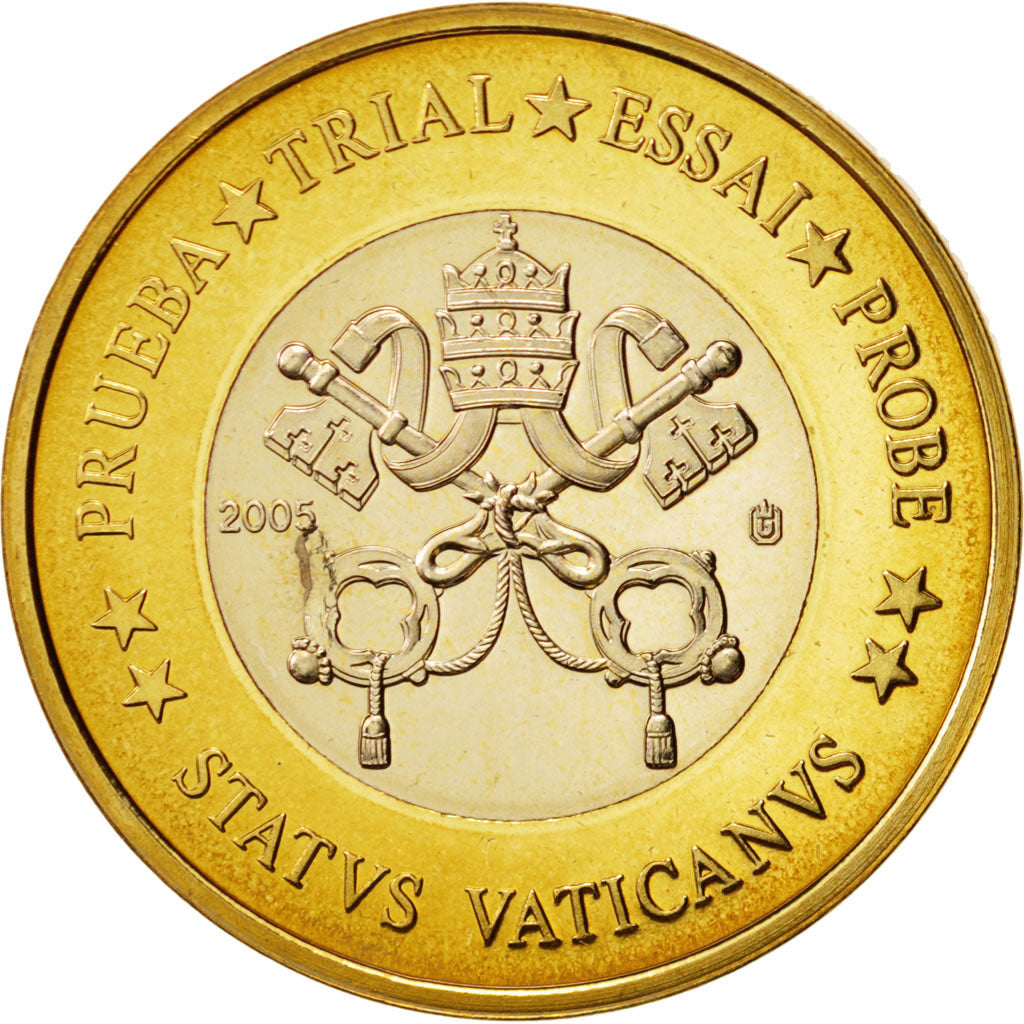 Vatican, Medal, 1 E, Essai-Trial Siège Vacant, 2005, MS(63), Bi-Metallic