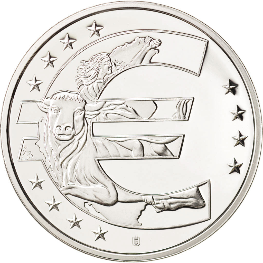 France, Medal, 10 ans de l'Euro, MS(65-70), Copper Plated Silver