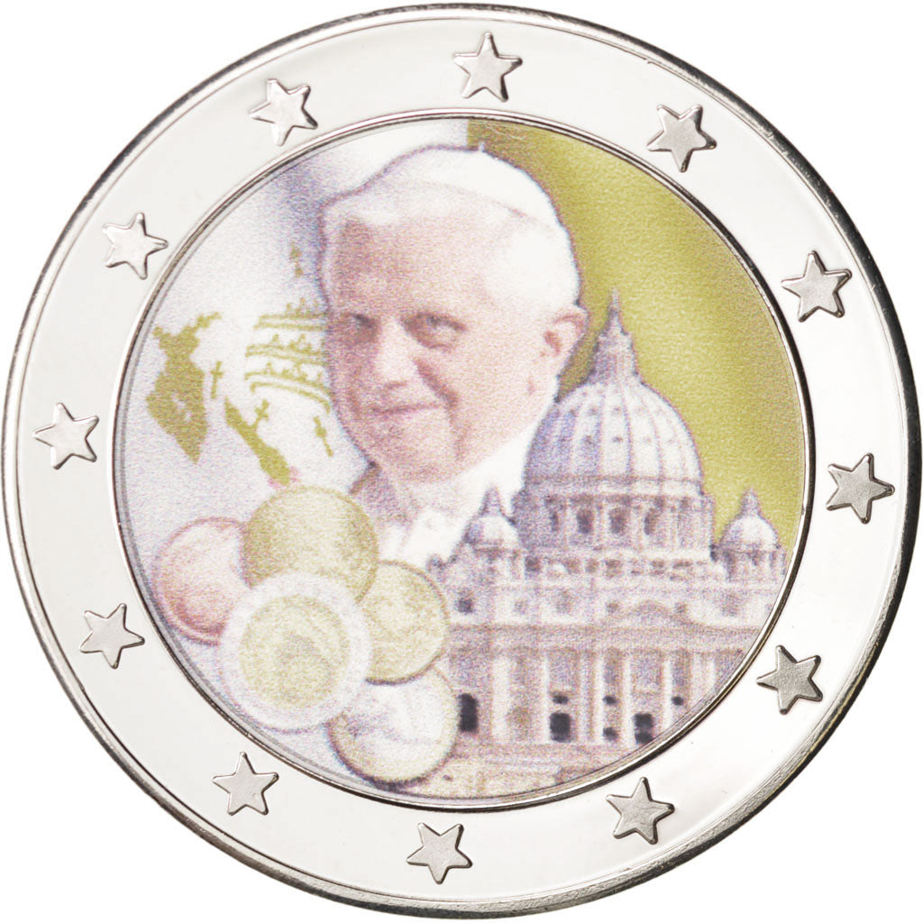 France, Medal, 10 ans de l'Euro - Pape François, MS(65-70), Copper Plated