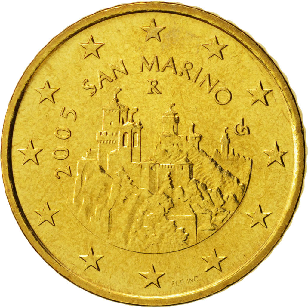 San Marino, 50 Euro Cent, 2005, Rome, MS(63), Mosiądz, KM:445