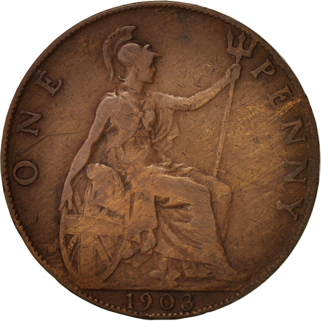 Coin, Great Britain, Edward VII, Penny, 1903, VF(30-35), Bronze, KM:794.2