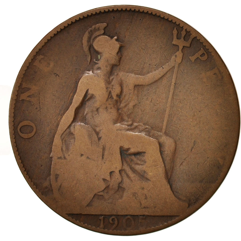 Coin, Great Britain, Edward VII, Penny, 1905, VG(8-10), Bronze, KM:794.2