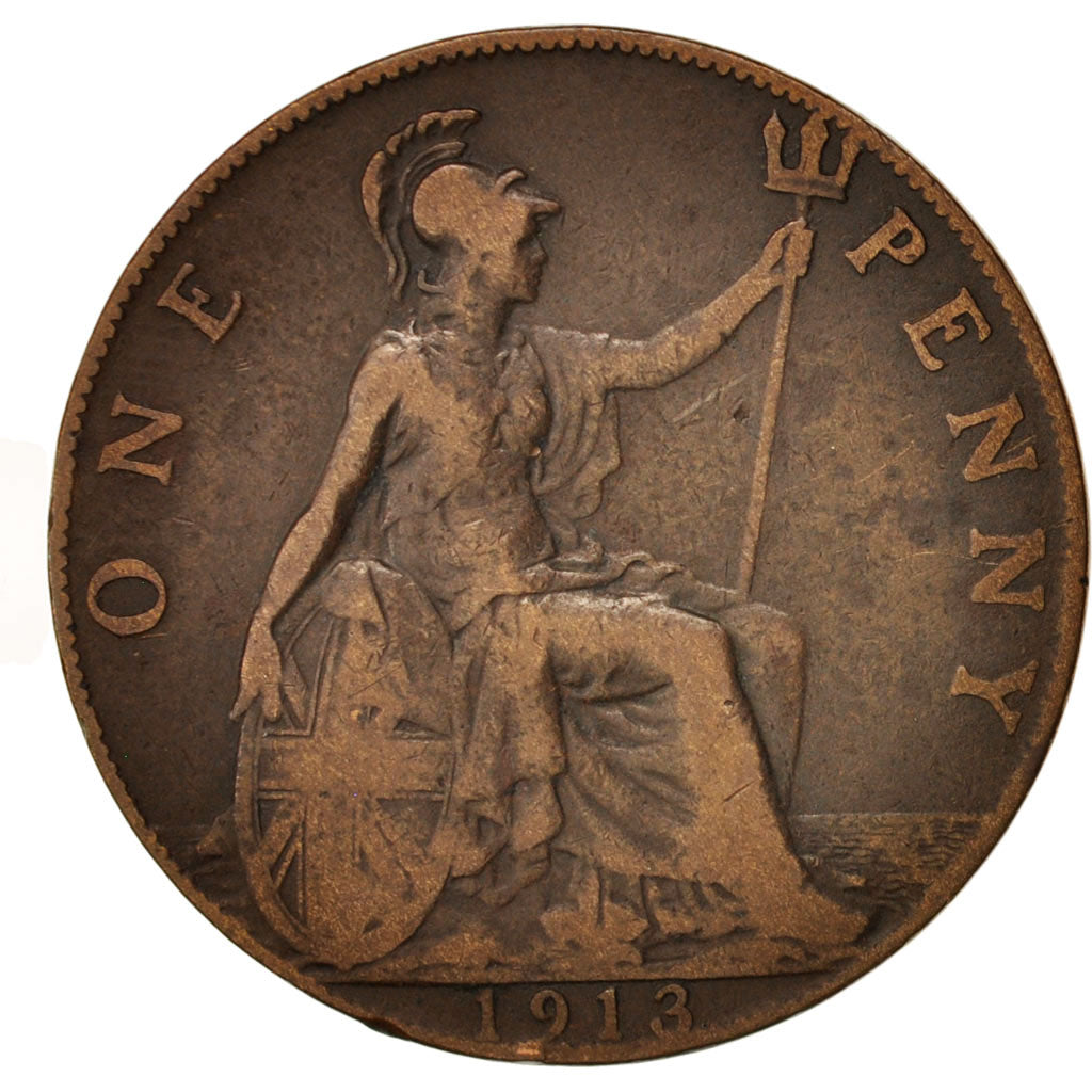 Coin, Great Britain, George V, Penny, 1913, VF(30-35), Bronze, KM:810
