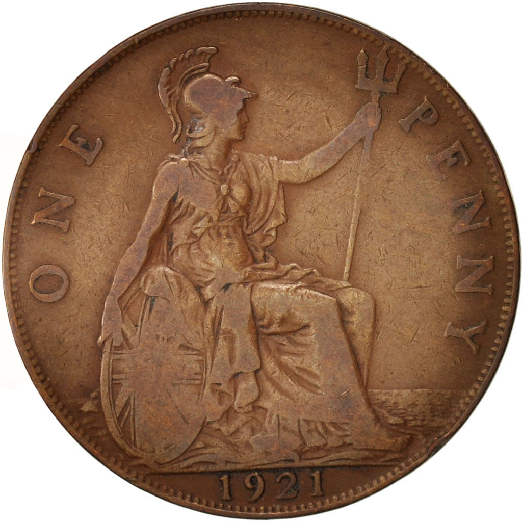 Coin, Great Britain, George V, Penny, 1921, VF(20-25), Bronze, KM:810
