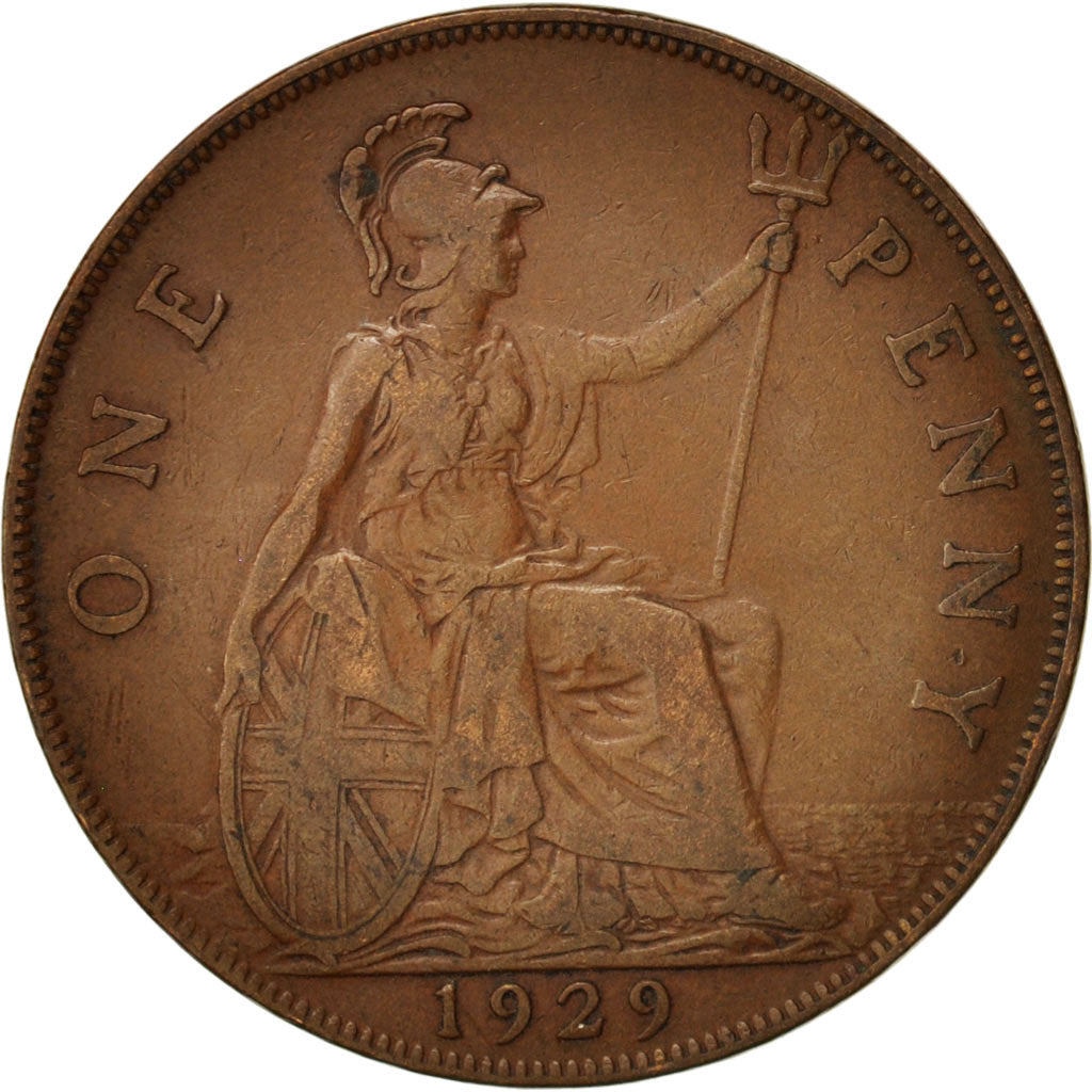 Coin, Great Britain, George V, Penny, 1929, VF(30-35), Bronze, KM:838