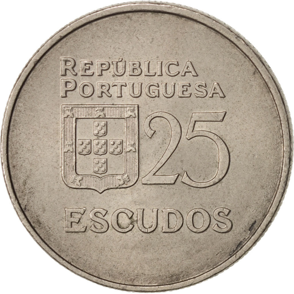Coin, Portugal, 25 Escudos, 1984, AU(55-58), Copper-nickel, KM:607a