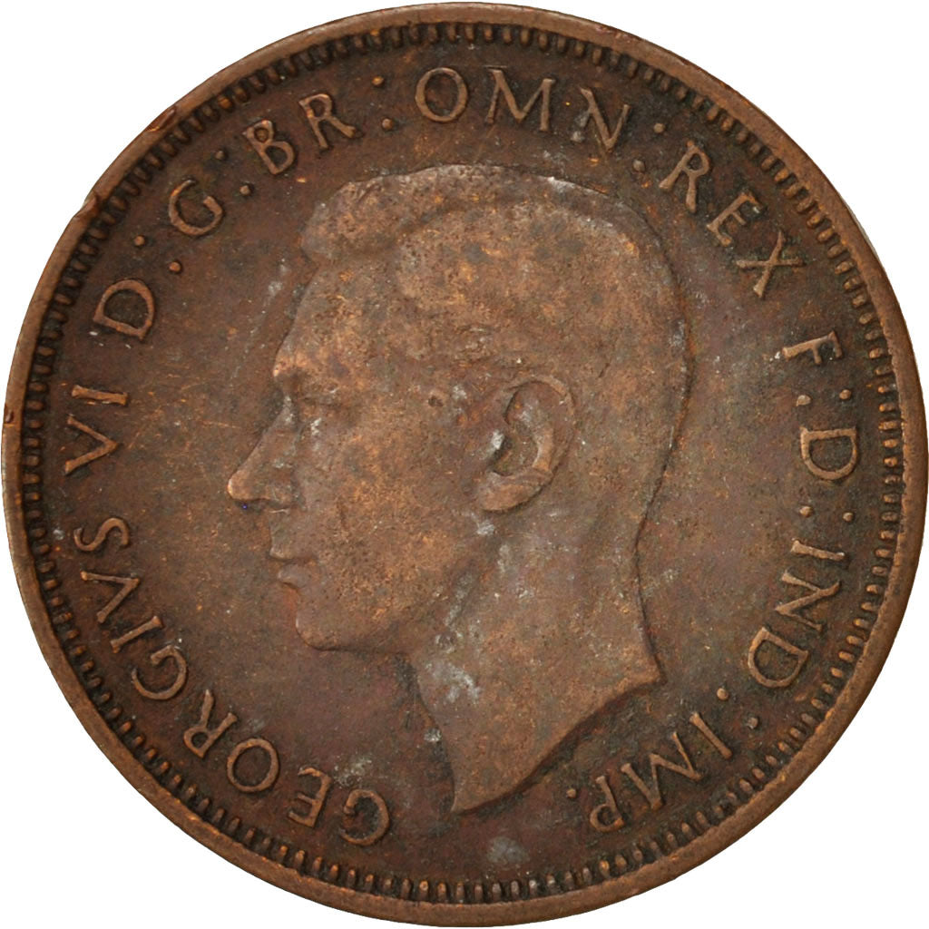 Coin, Great Britain, George VI, 1/2 Penny, 1944, VF(30-35), Bronze, KM:844