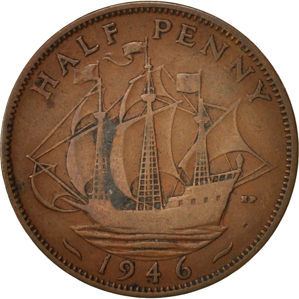 Coin, Great Britain, George VI, 1/2 Penny, 1946, VF(30-35), Bronze, KM:844