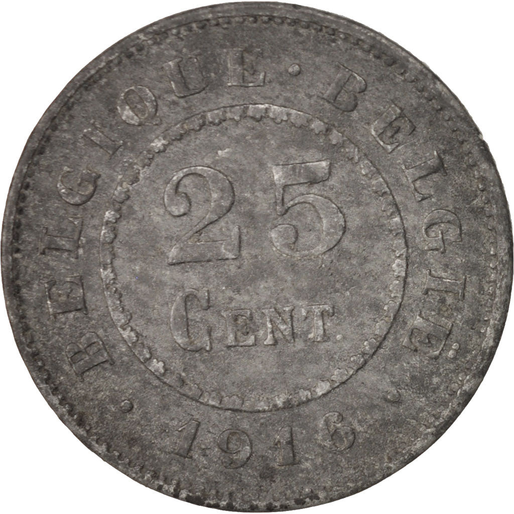 Coin, Belgium, 25 Centimes, 1916, VF(20-25), Zinc, KM:82
