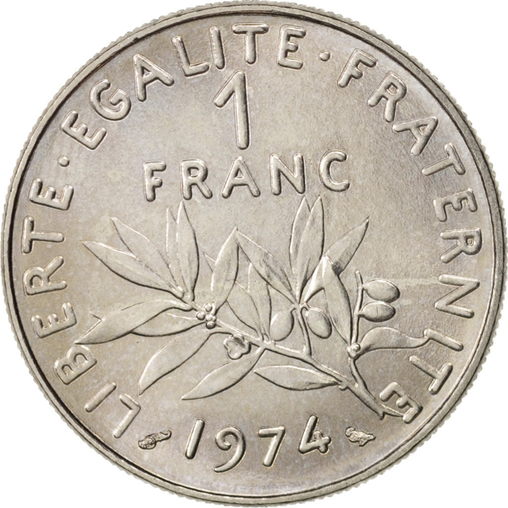 Moneda, Francia, Semeuse, Franc, 1974, Paris, SC, Níquel, KM:925.1, Gadoury:474