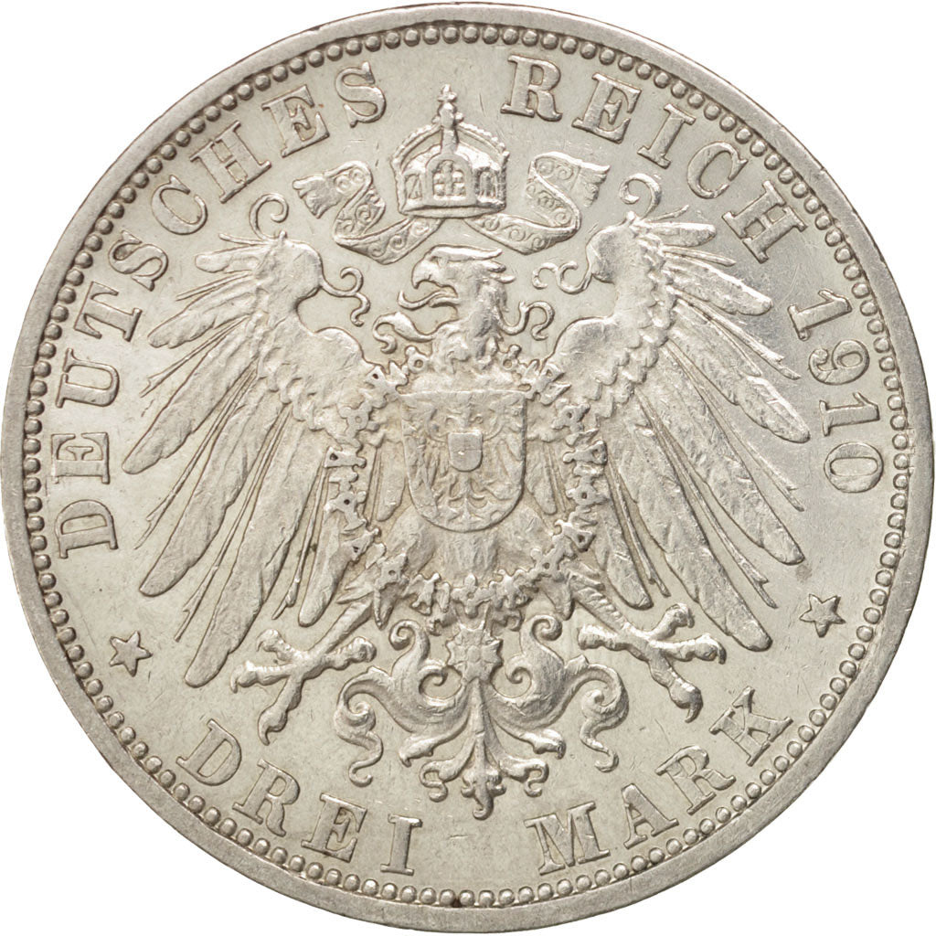 Monnaie, Etats allemands, BADEN, Friedrich II, 3 Mark, 1910, Stuttgart, SUP