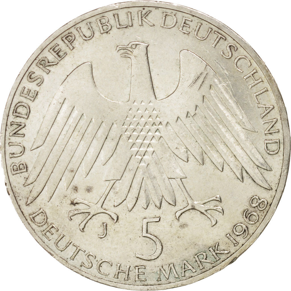 Coin, GERMANY - FEDERAL REPUBLIC, 5 Mark, 1968, Hamburg, Germany, AU(55-58)