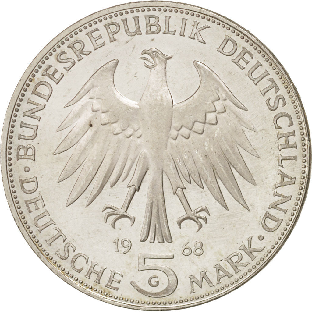 Coin, GERMANY - FEDERAL REPUBLIC, 5 Mark, 1968, Karlsruhe, Germany, MS(63)