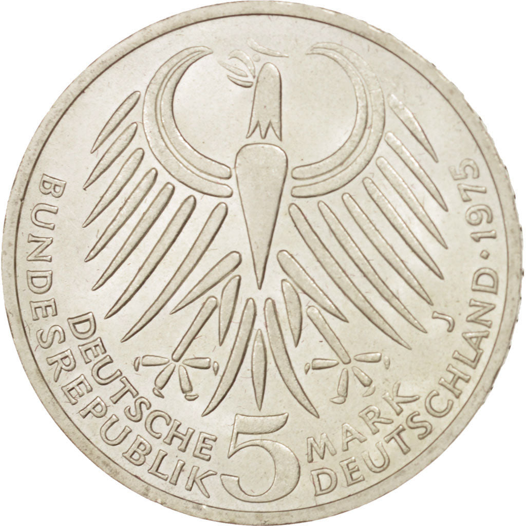Coin, GERMANY - FEDERAL REPUBLIC, 5 Mark, 1975, Hamburg, Germany, MS(60-62)