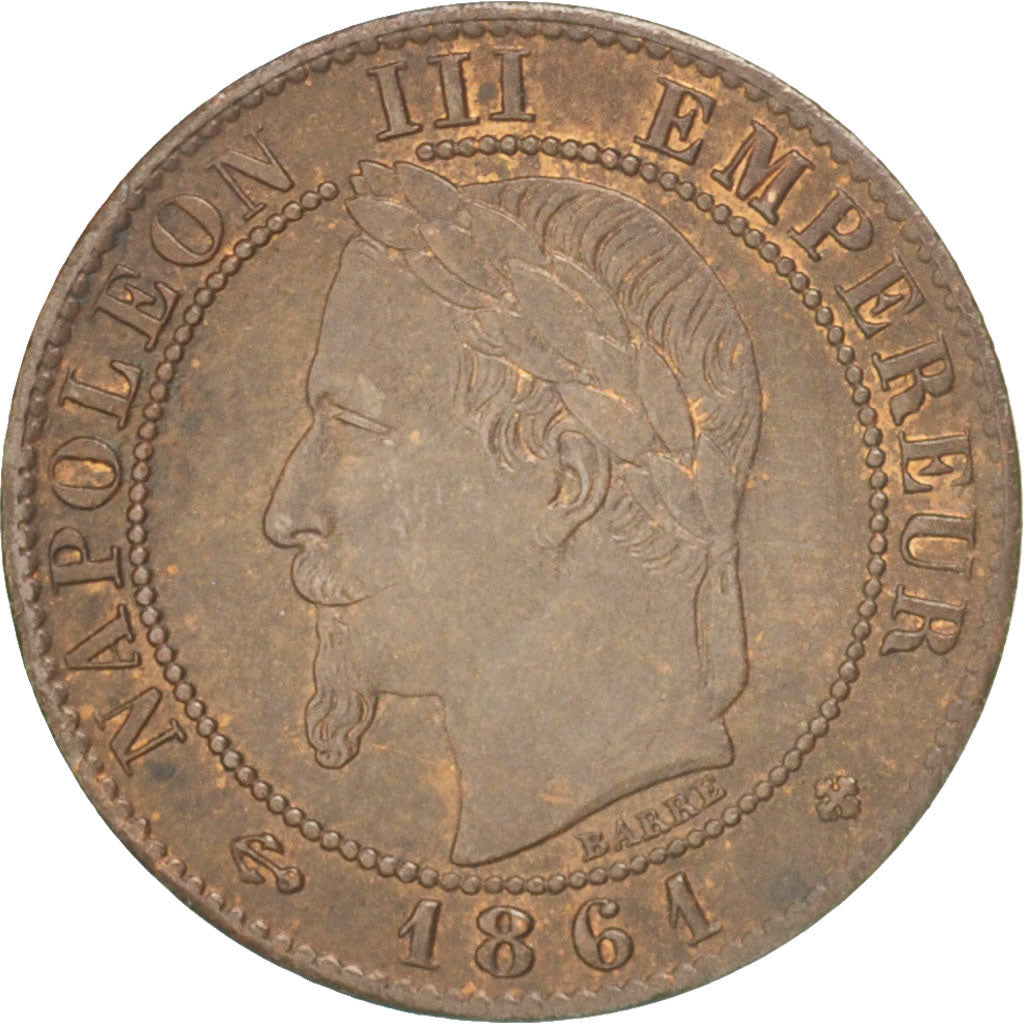 Coin, France, Napoleon III, Napoléon III, Centime, 1861, Strasbourg, EF(40-45)