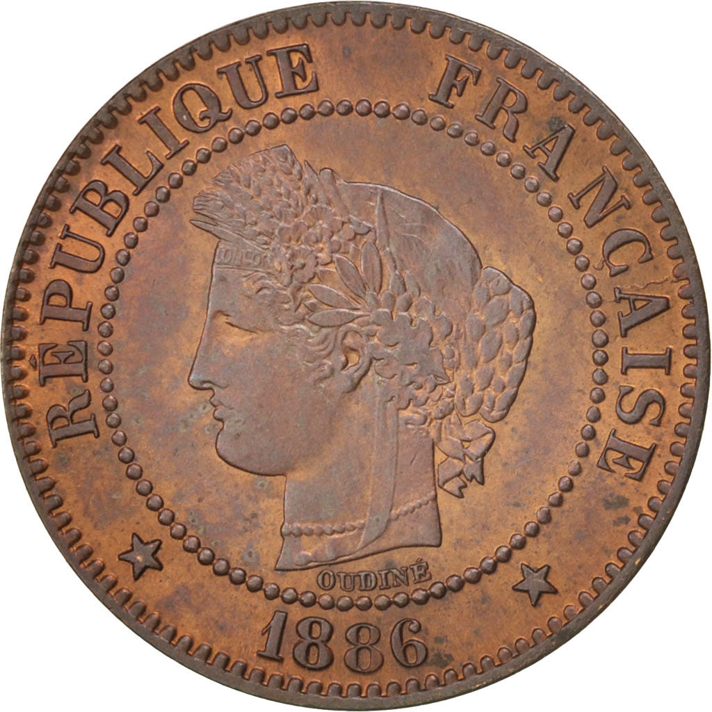Coin, France, Cérès, 2 Centimes, 1886, Paris, MS(60-62), Bronze, KM:827.1