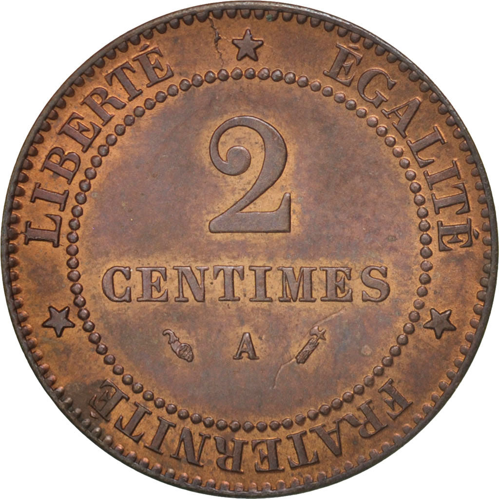 Coin, France, Cérès, 2 Centimes, 1886, Paris, MS(60-62), Bronze, KM:827.1