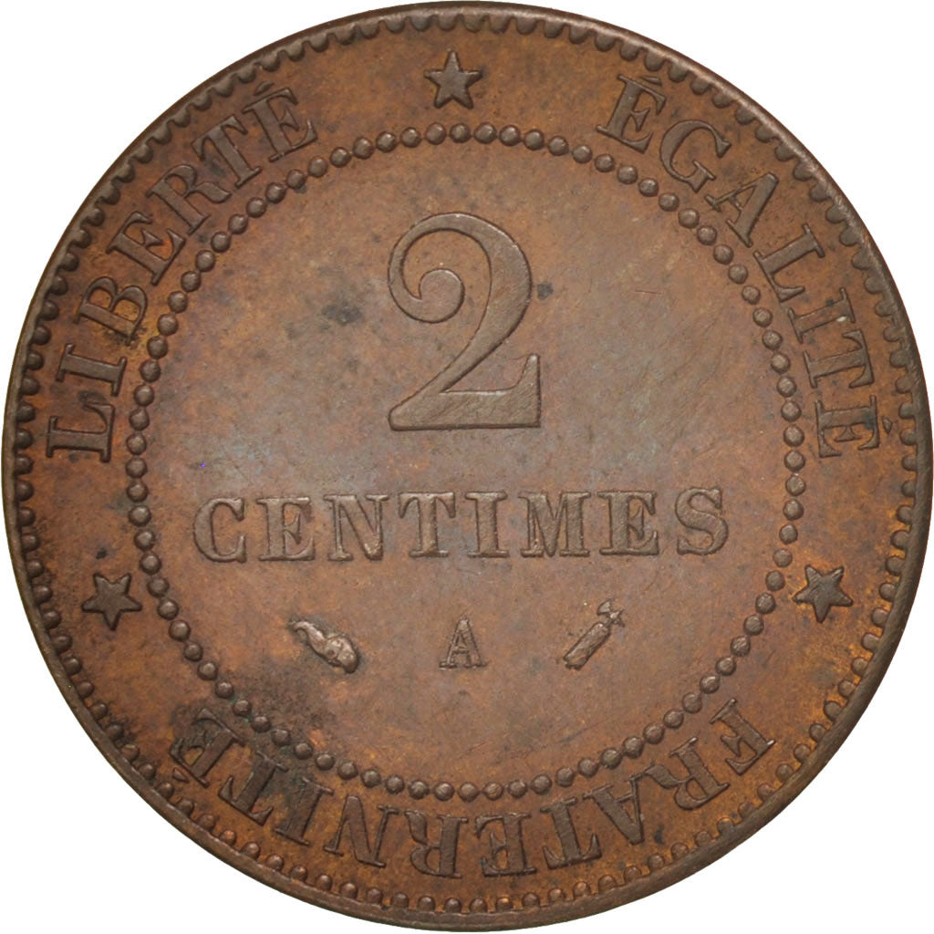 Coin, France, Cérès, 2 Centimes, 1888, Paris, AU(50-53), Bronze, KM:827.1