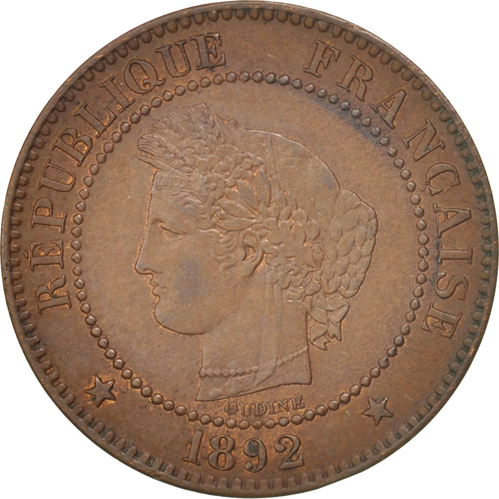 Monnaie, France, Cérès, 2 Centimes, 1892, Paris, TTB+, Bronze, KM:827.1