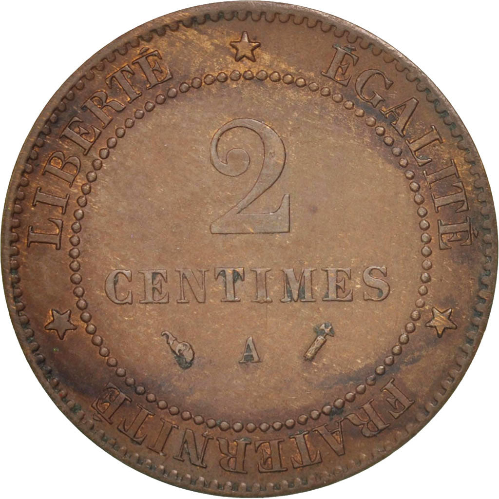 Monnaie, France, Cérès, 2 Centimes, 1892, Paris, TTB+, Bronze, KM:827.1