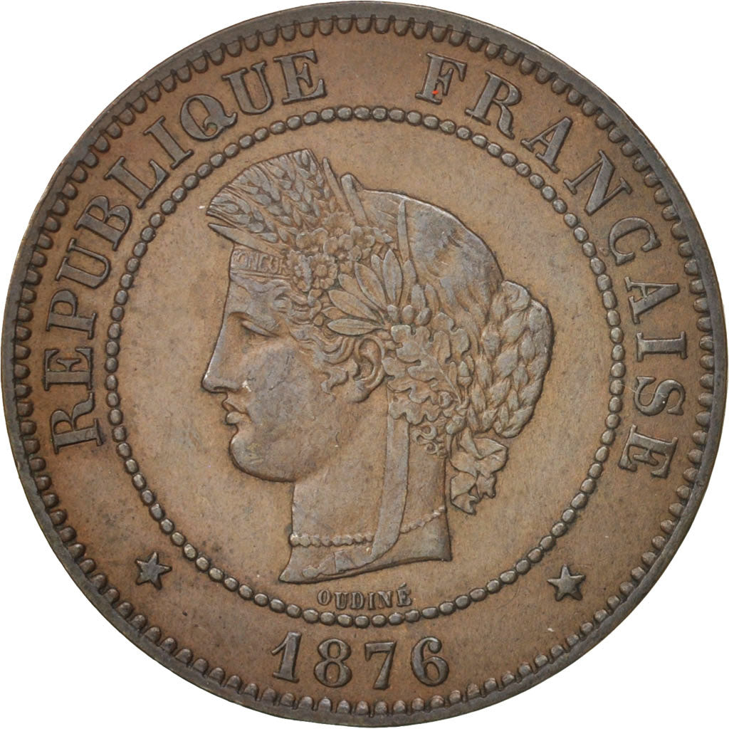 Münze, Frankreich, Cérès, 5 Centimes, 1876, Paris, SS+, Bronze, KM:821.1