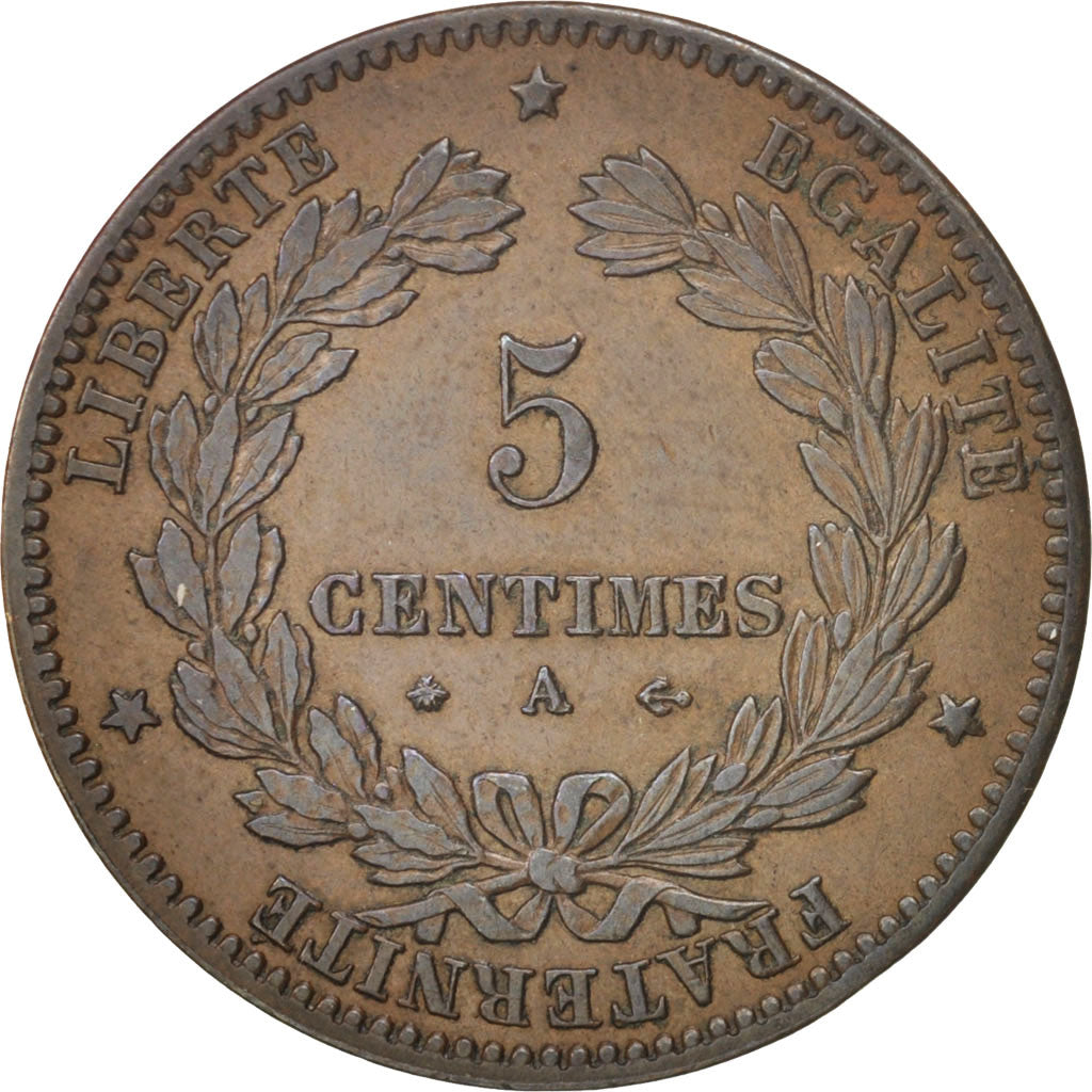 Münze, Frankreich, Cérès, 5 Centimes, 1876, Paris, SS+, Bronze, KM:821.1