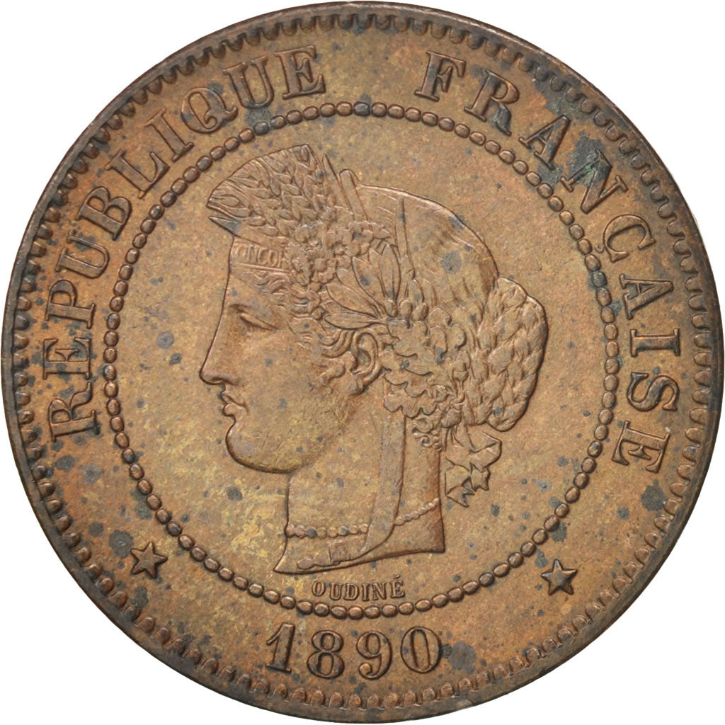 Moneta, Francja, Cérès, 5 Centimes, 1890, Paris, AU(55-58), Bronze, KM:821.1