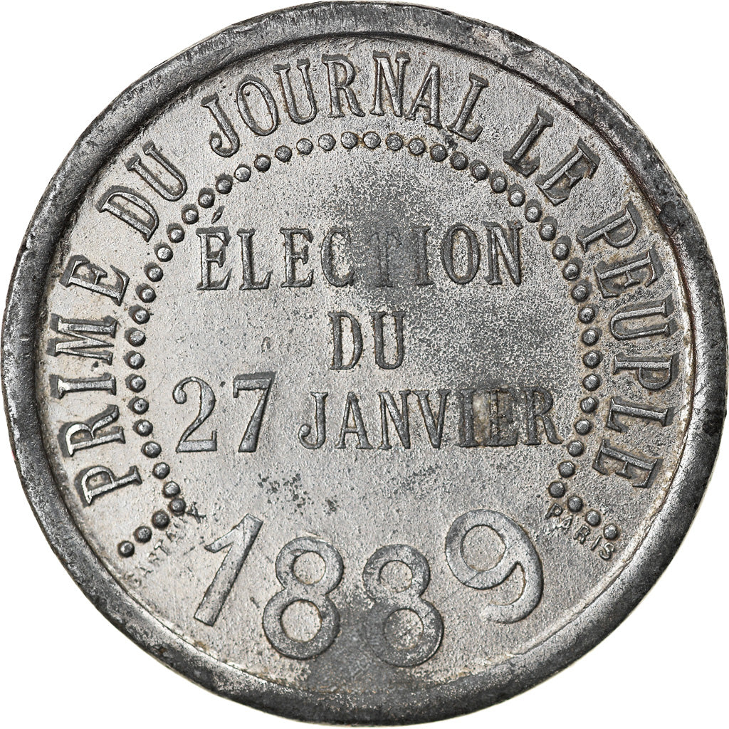 França, Token, Prime du Journal Le peuple, Module de 10 Centimes, 1889