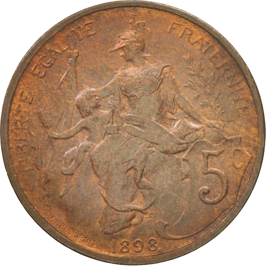 Münze, Frankreich, Dupuis, 5 Centimes, 1898, Paris, VZ+, Bronze, KM:842