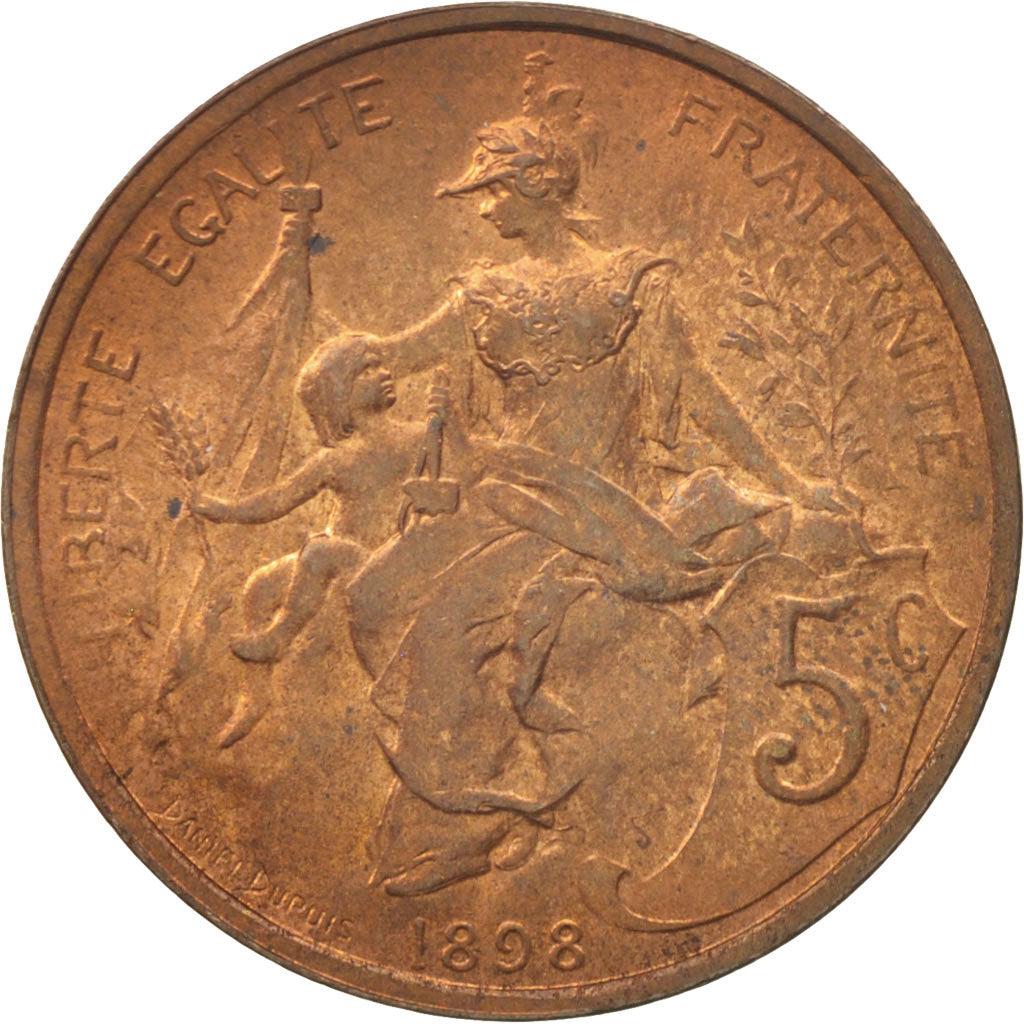 Münze, Frankreich, Dupuis, 5 Centimes, 1898, Paris, VZ+, Bronze, KM:842