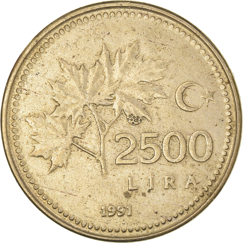 Munten, Turkije, 2500 Lira, 1991