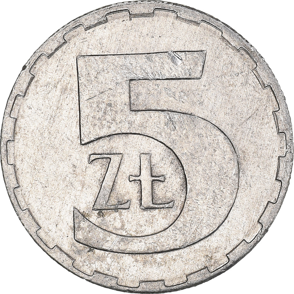 Moneta, Polonia, 5 Zlotych, 1989