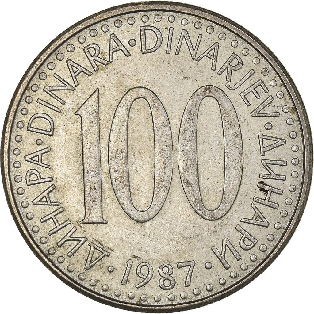 Monnaie, Yougoslavie, 100 Dinara, 1987