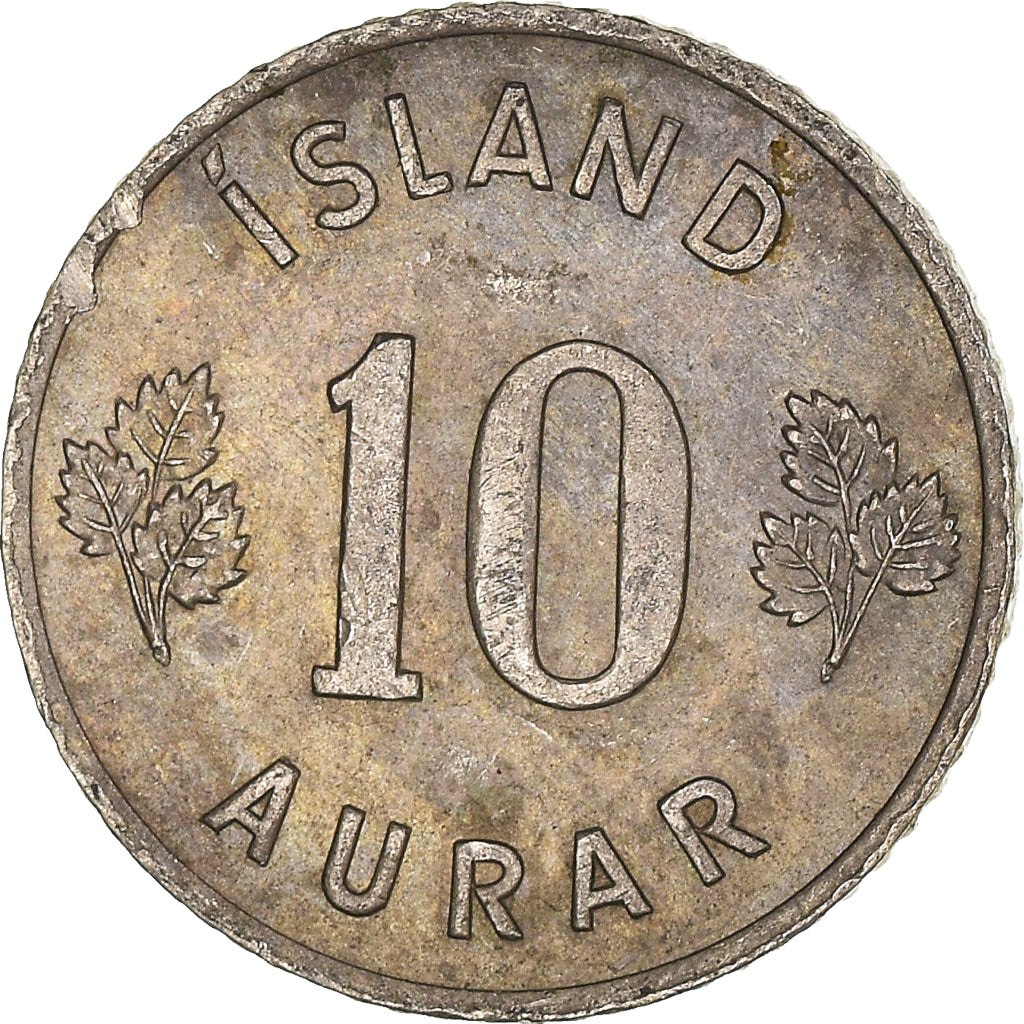 Moneda, Islandia, 10 Aurar, 1958