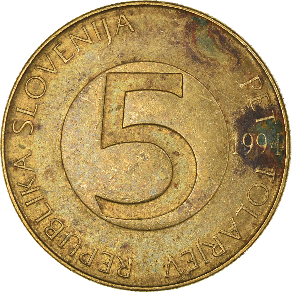 Moneta, Slovenia, 5 Tolarjev, 1994