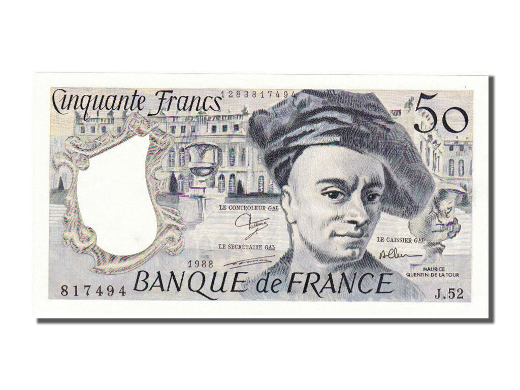 Biljet, Frankrijk, 50 Francs, 50 F 1976-1992 ''Quentin de La Tour'', 1988