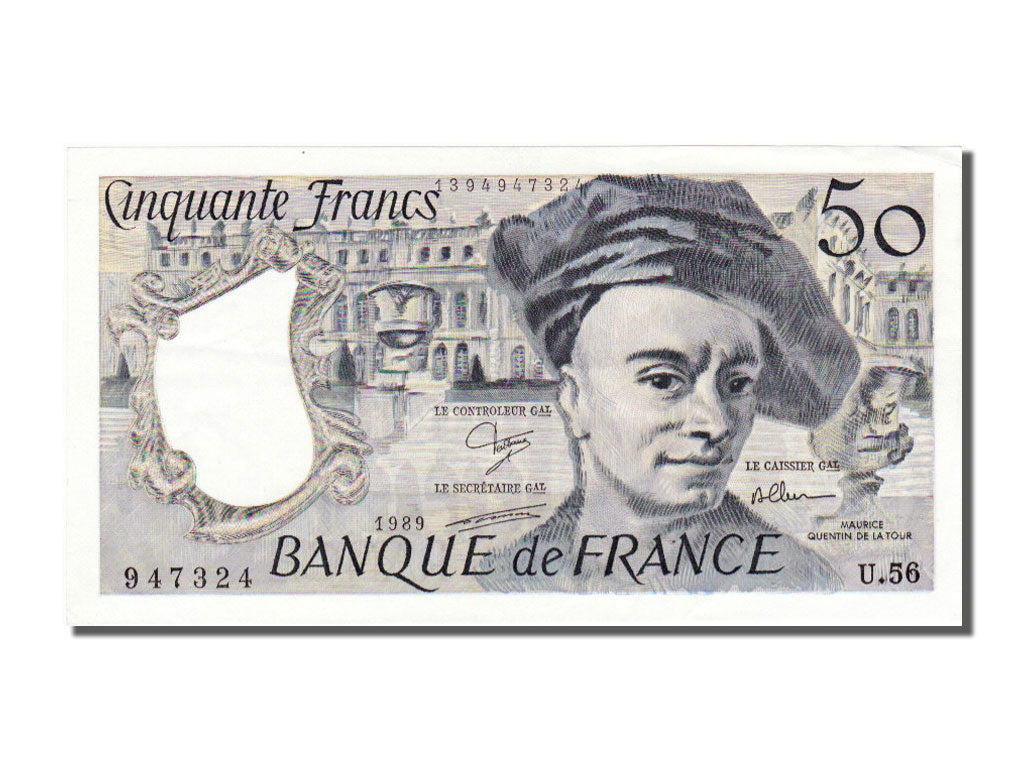 France, 50 Francs, 50 F 1976-1992 ''Quentin de La Tour'', 1989, KM #152d,...