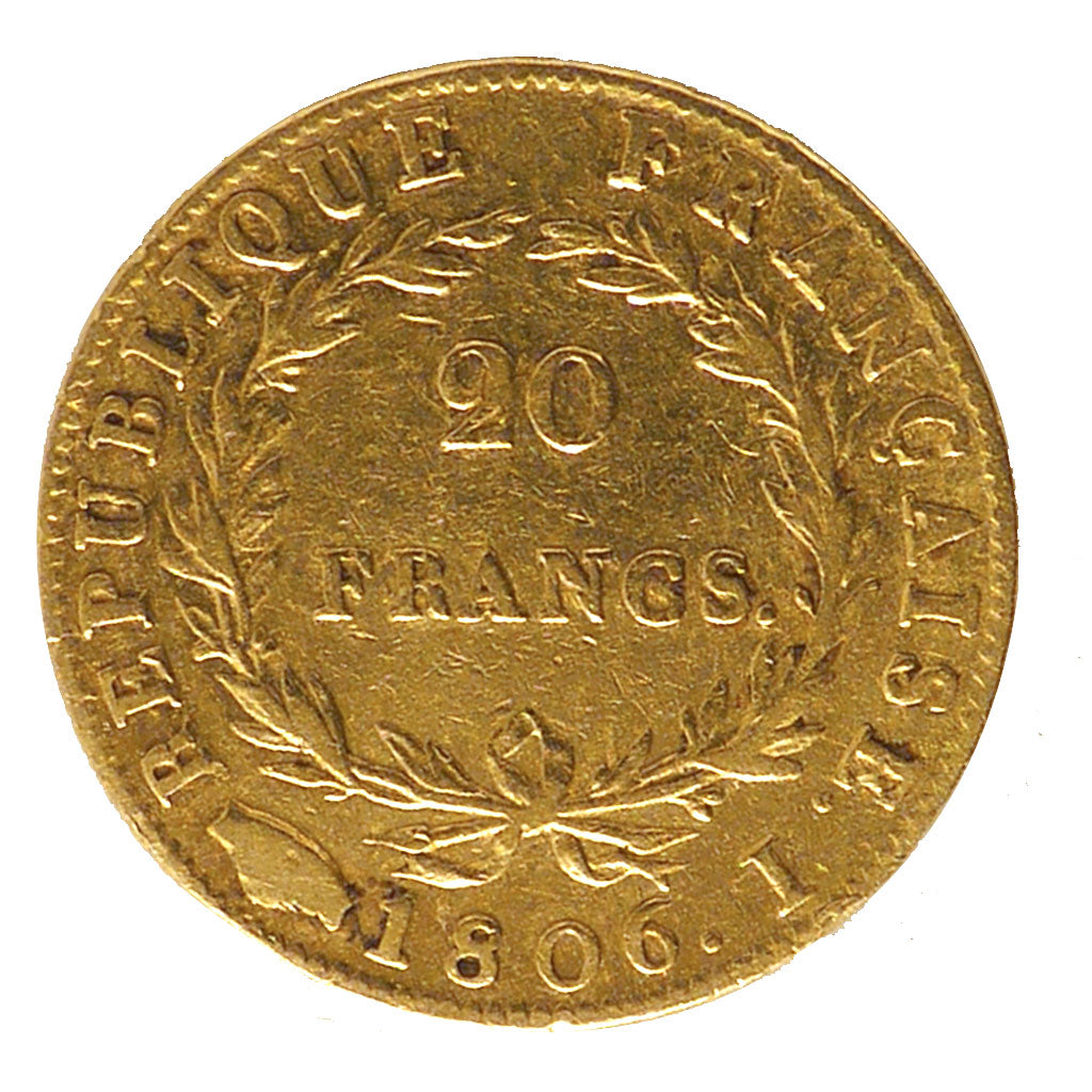 FRANCE, Napoléon I, 20 Francs, 1806, Limoges, KM #674.2, VF(30-35), Gold, Gadour