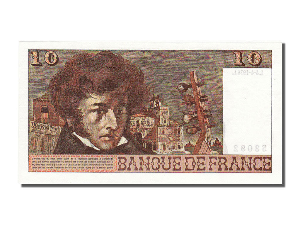 France, 10 Francs, 10 F 1972-1978 ''Berlioz'', 1974, KM #150a, 1974-04-04,...